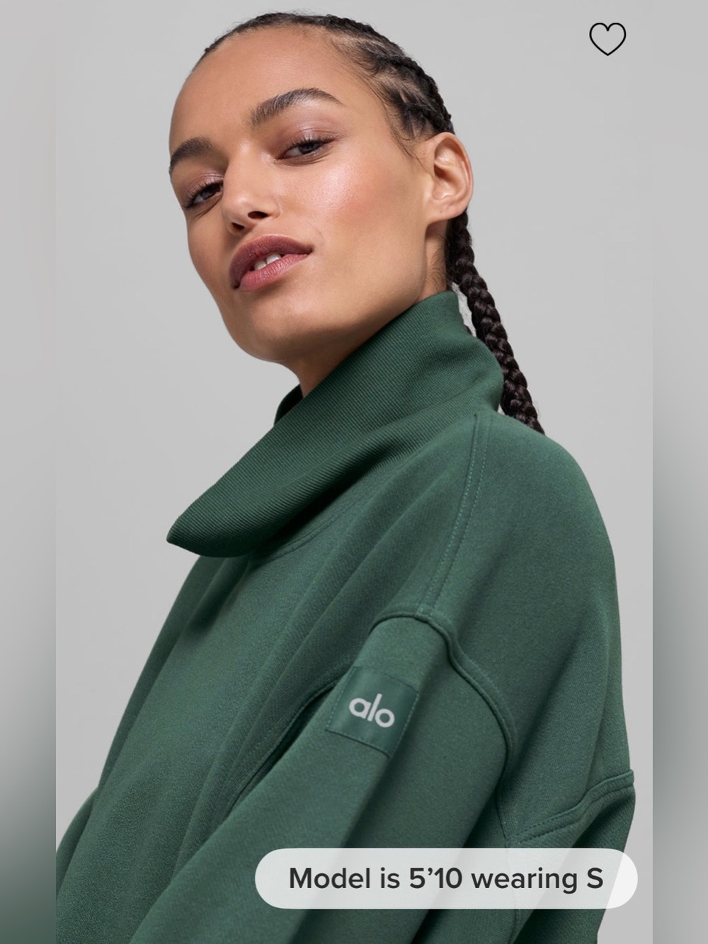 Alo Yoga NWT Hazy Mock Neck Pullover Sweatshirt Pockets in Clover Green Size S - Picture 2 of 10